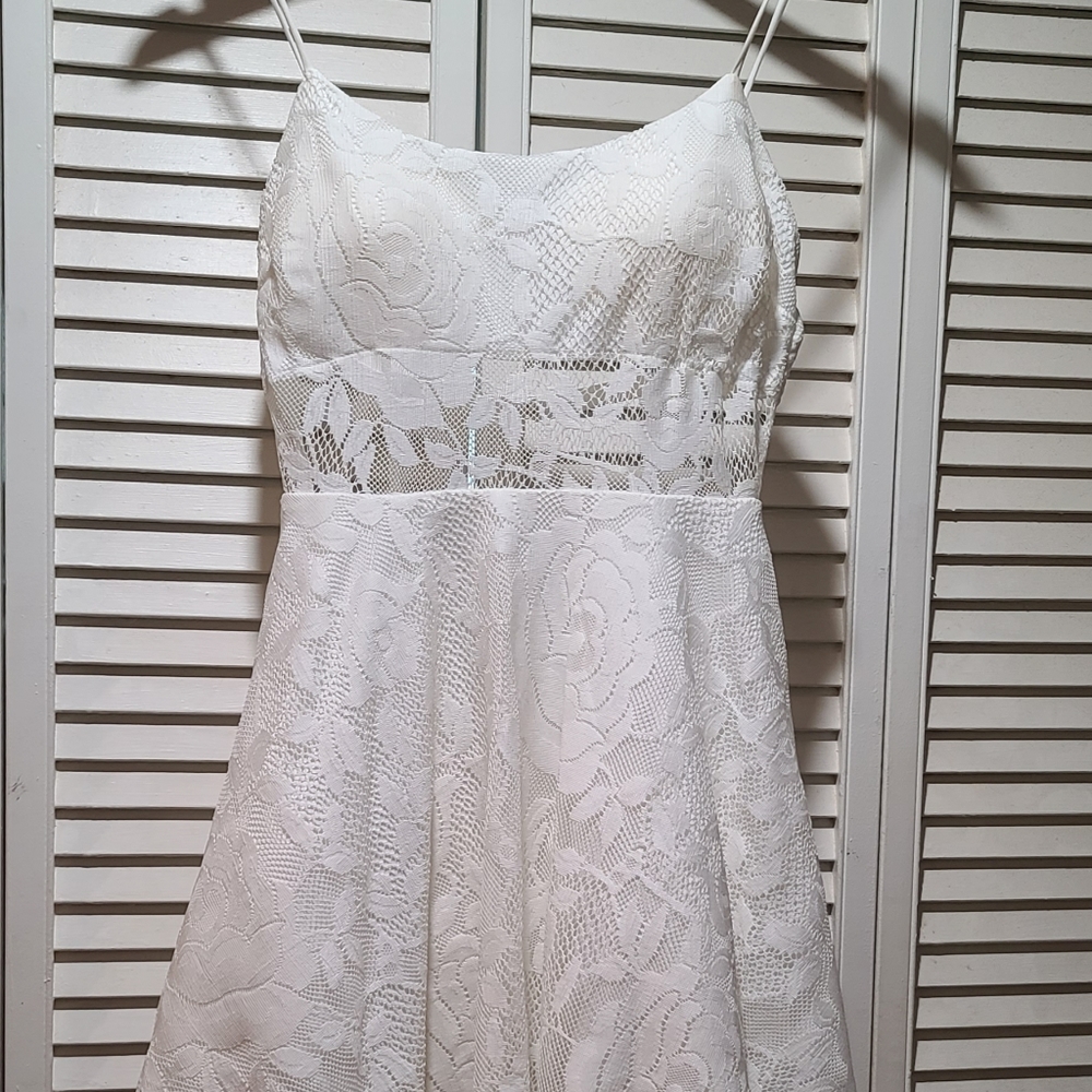 Mini Lace A-Line with Illusion Bodice